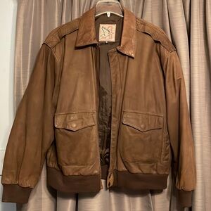 Old school leather bomber jacket